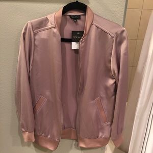NWT Topshop silky light pink bomber jacket size 2